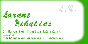 lorant mihalics business card